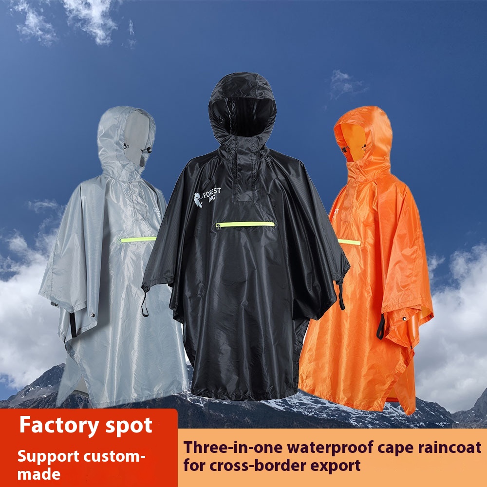 One-piece Poncho Three-in-one Poncho Raincoat Outdoor Hiking And Camping Lightweight Ground Curtain