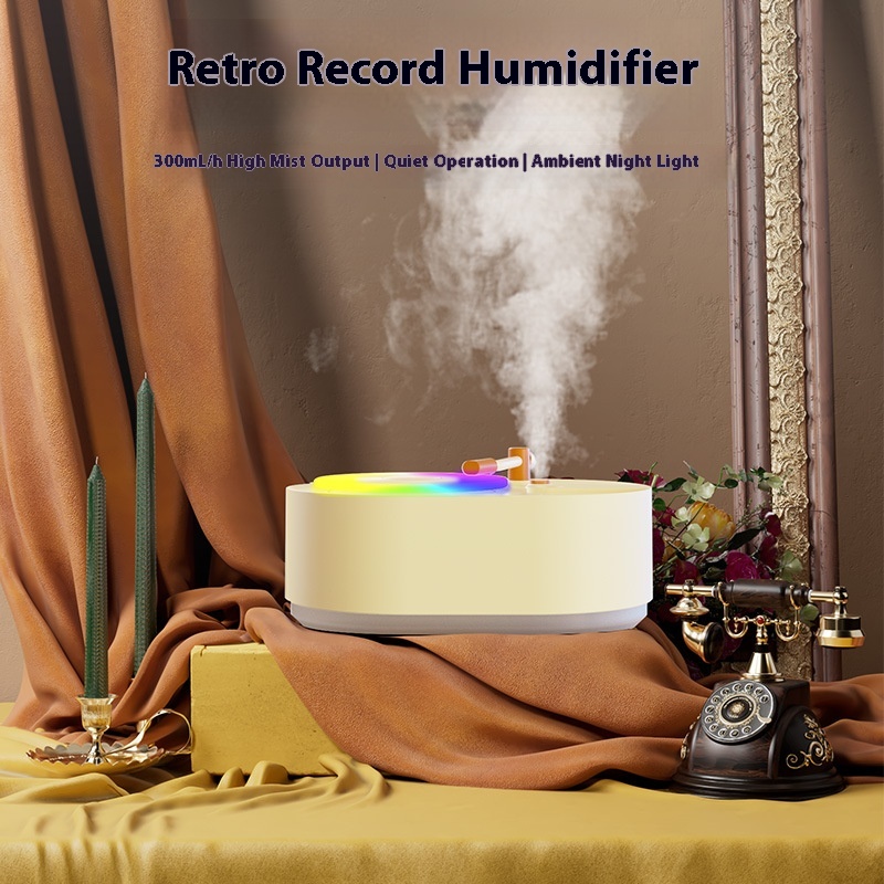 Vintage Turntable Humidifier DIY Record Aromatherapy Machine Mute Fog Bedroom Birthday Gift