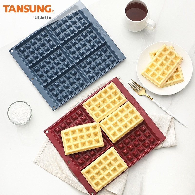 DIYBaking Utensils Cake Mold Biscuit Chocolate Silicone Mold6 Waffle Baking Mold