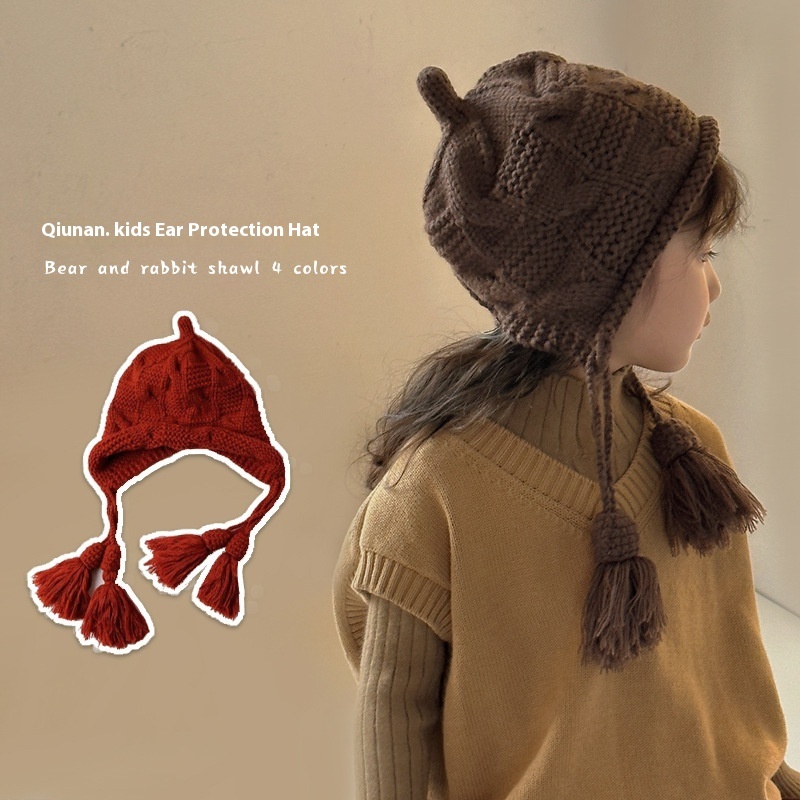 Qiunan Children's Hat Autumn And Winter Fashion All-match Warm Baby Knitted Hat Baby Wool Hat