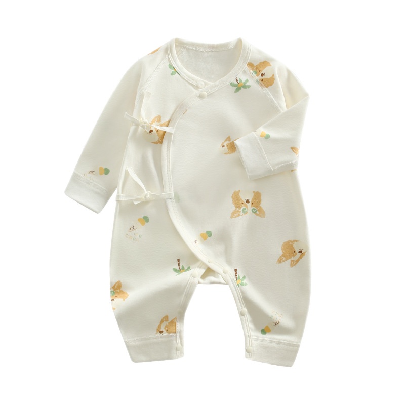 Spring And Autumn Baby Clothes, Class A Pure Cotton Born Jumpsuit, Long-Sleeved Boneless Male And Female Baby Crawling Clothes, Base Layer