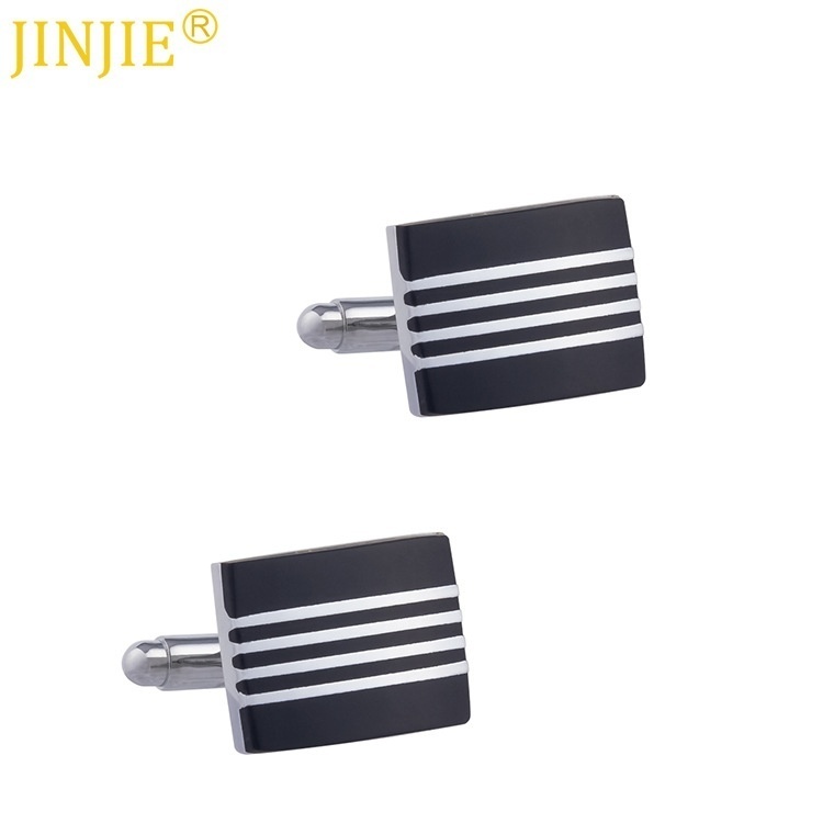 Black Striped Drip Glue Enamel Cuff Button Men's French Long Sleeve Shirt Cufflinks Cufflinks