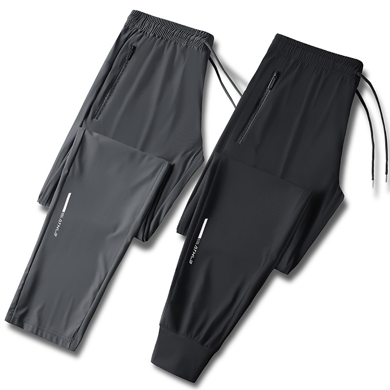 Summer Thin Ice Silk Quick-drying Loose Sports Pants Men And Women The Leggings Casual Trousers