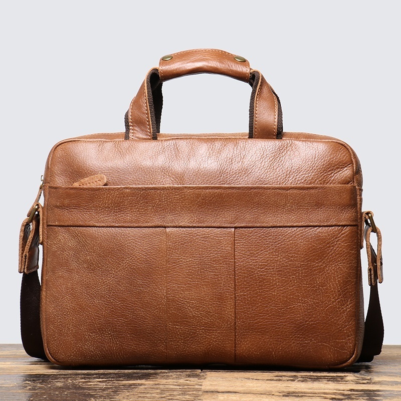 European And American Retro Men's Genuine Leather Handbag Briefcase Frosted Leather Shoulder Messenger Business Bag Cowhide Computer Bag Men's Bag