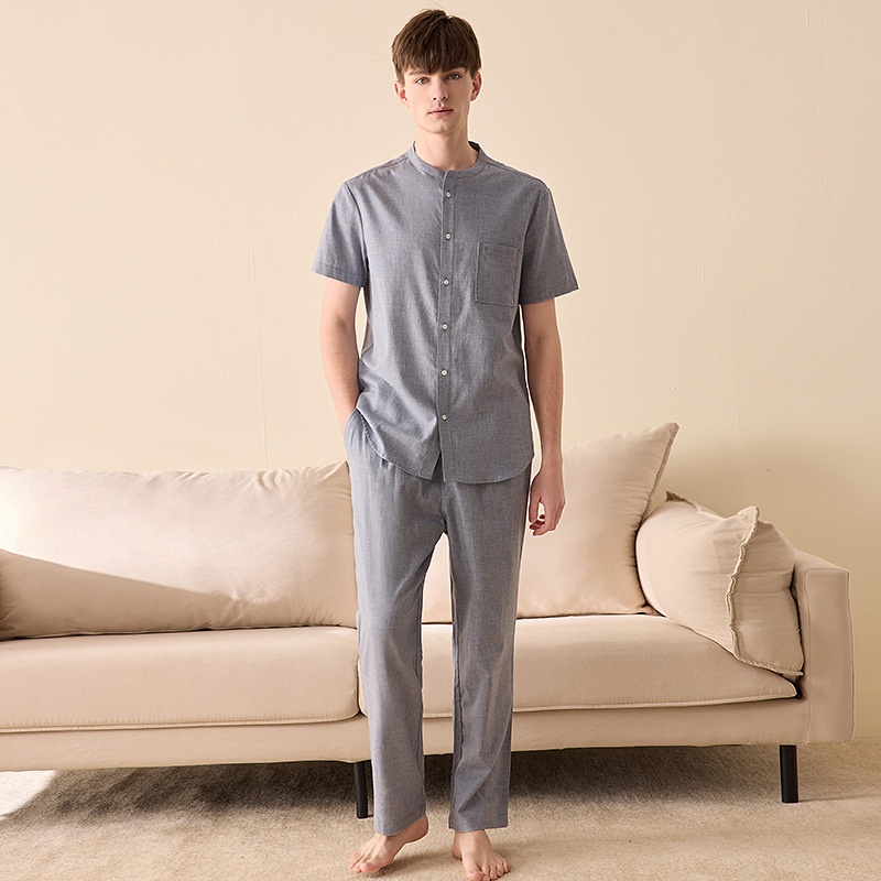 Summer Cotton Short-sleeved Home Clothes Japanese Style Cotton Couple Pajamas Women's Men's Set