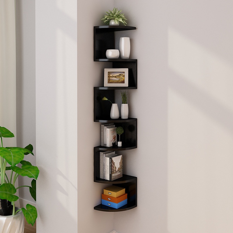 Living Room Storage Rack Wall Wooden Bookshelf Wall Hanging Multi-layer Wall Shelf Decorative Creative Corner Shelf Direct Sale