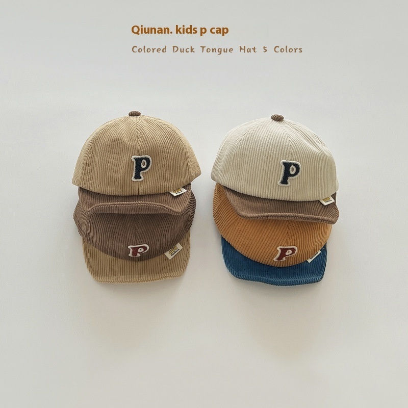 Qiunan Baby Hat Autumn And Winter Korean Version PLetter Infant Baseball Cap Baby Duckbill Cap