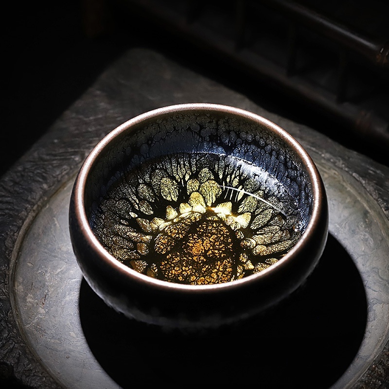 Peony Flower Cup Jianyang Black Peony Jianzhan Tea Cup Tea Set Iron Cup Ceramic Pure Handmade Host Cup Tea Cup Original Ore