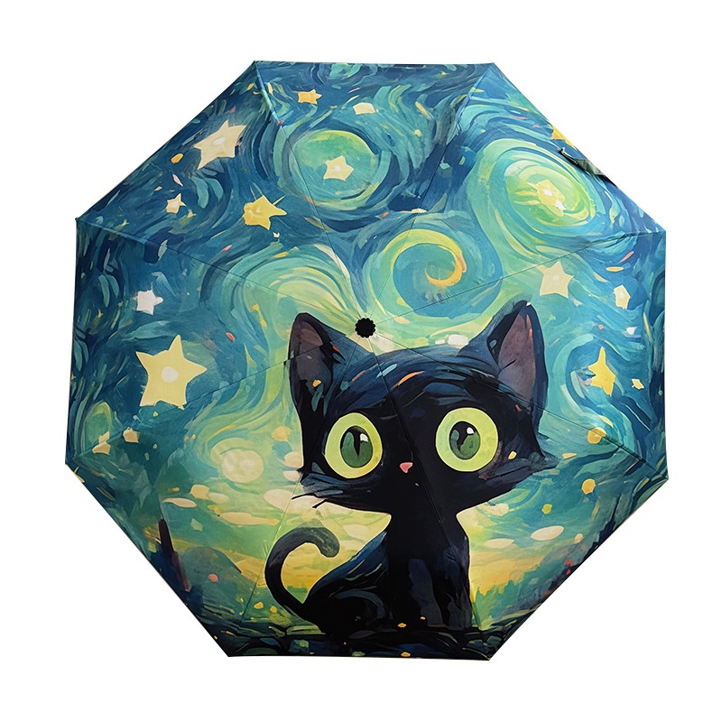 Cute Cat Full-automatic Sunny Umbrella Dual-purpose Folding Sun Umbrella High-value Women's Sun Protection UV Protection Sun Umbrella