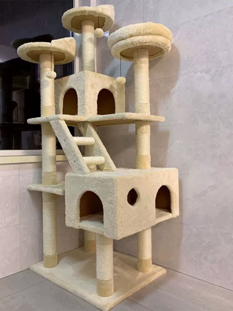 Cat Climbing Frame Cat Nest Cat Tree Integrated Super Large Cat Scratching Frame Sisal Cat Scratching Board Large Scratching Column Villa Cat Cat Frame