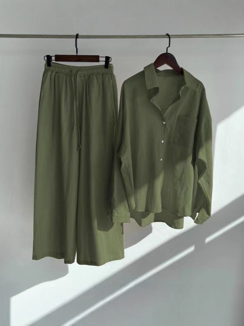 Vintage Oversized Cotton And Linen Shirt Set