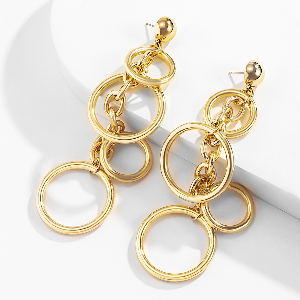 Fashion Simple Long Hoop Tassel Earrings Punk Metal Chain Hollow Earrings Female European And American Jewelry - 4