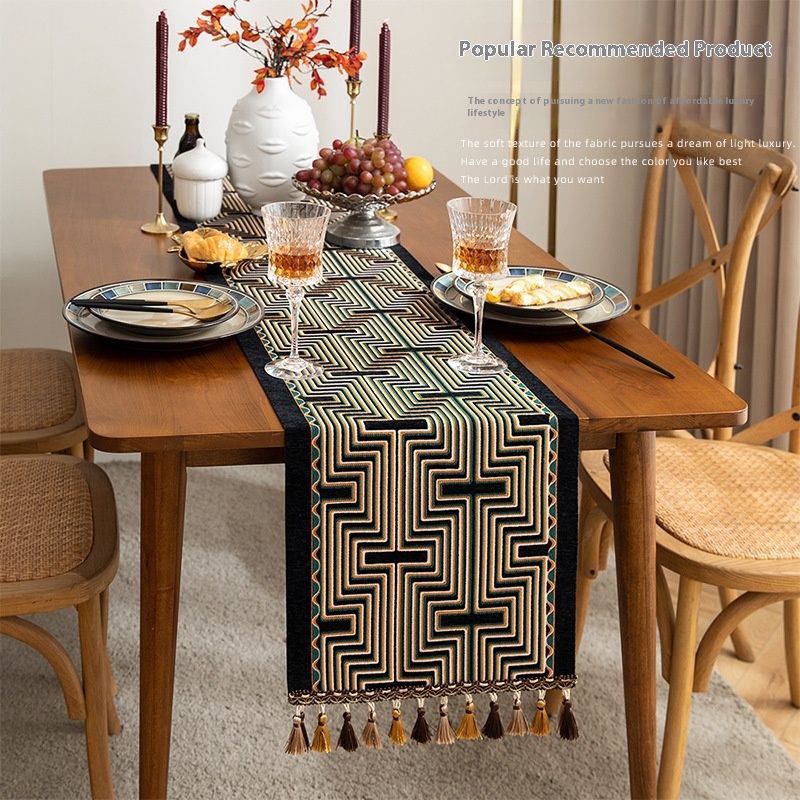 Table Flag Style Zen Light Luxury High-end Tea Table Cloth Tea Table Fabric Long Bed Flag Tea Seat Tea Flag