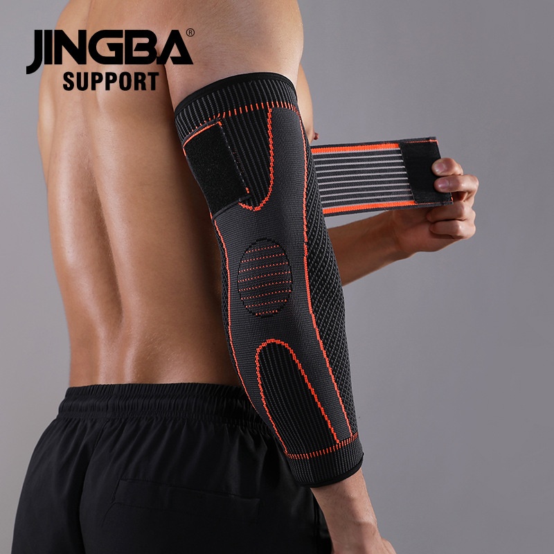 JINGBASports Elbow Pads Long Boxing Weightlifting Cycling Pressurized Knitted Non-slip Outdoor Protective Gears
