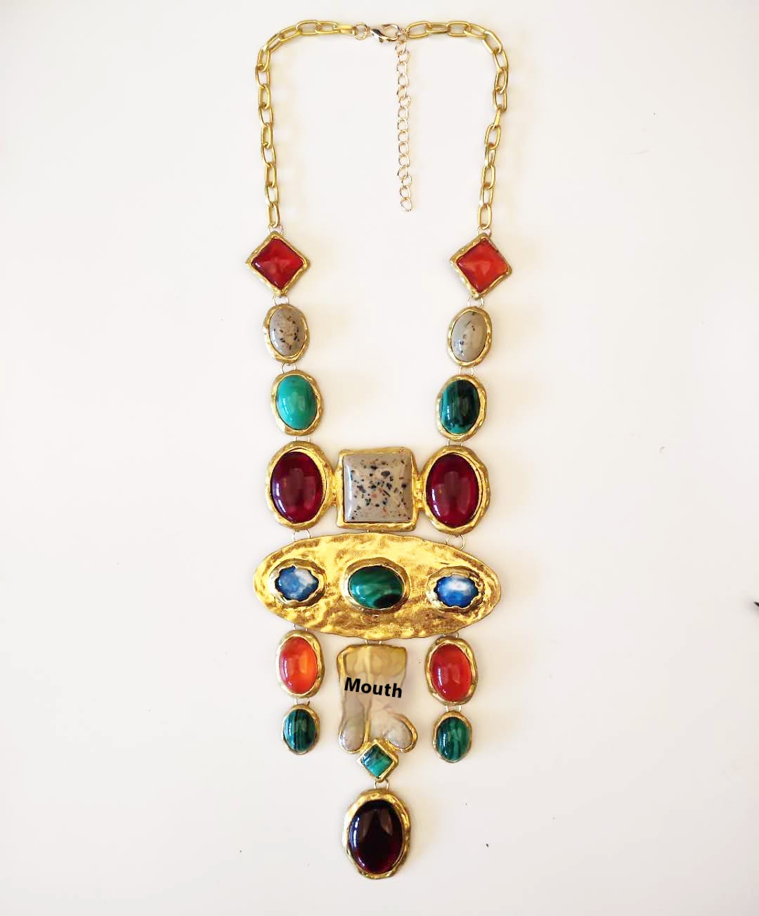 European And American Style ZABaroque Style Geometric Gem Long Necklace Retro Court Style Sweater Chain