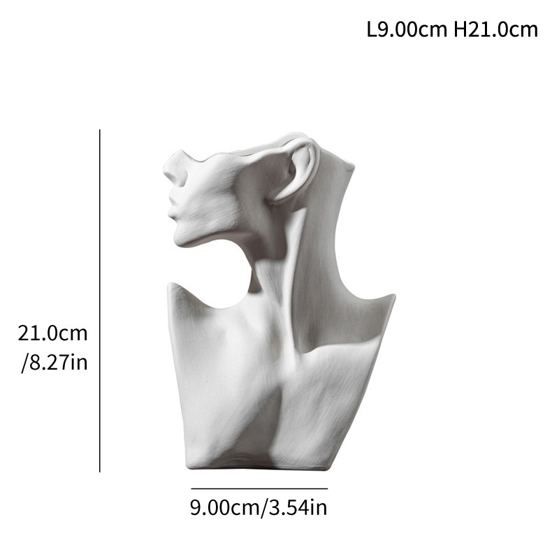 Modison Side Face Portrait Vase Decoration Crafts Home Decoration Unglazed White Nordic Style Tabletop Shooting