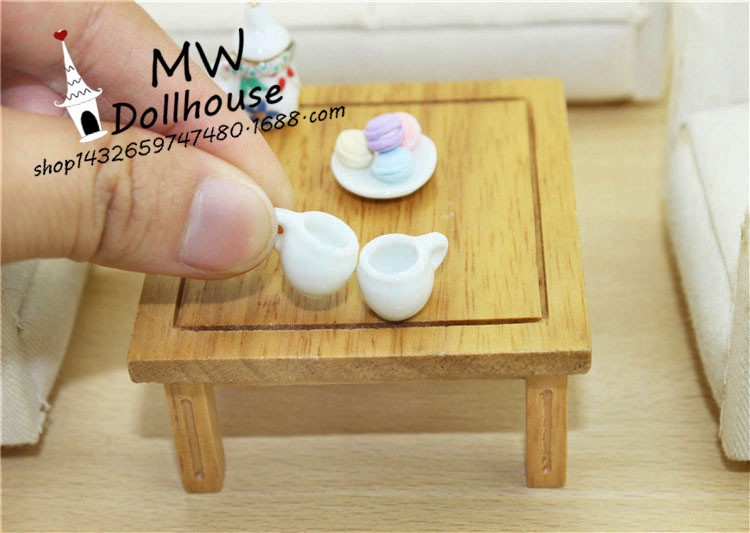 52 DOLLHOUSEMiniature Cup Food Play Model Doll House Accessories Mini Ceramic White Cup Tea Cup C4006
