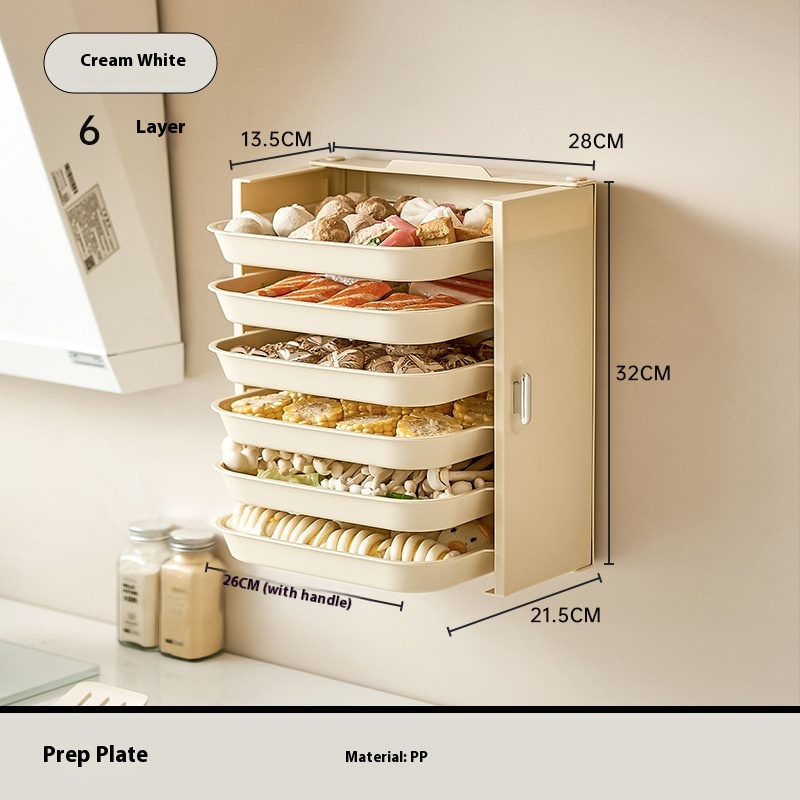 Household Multi-Layer Food Preparation Box Artifact Wall-Mounted Kitchen Food Preparation Rack Foldableable Multi-Functional Hot Pot Side Dish