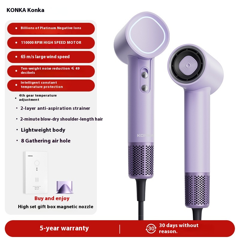 Konka High-speed Hair Dryer Household Negative Ion High-power Quick-drying Hair Care Power Hair Dryer Hair Salon Valentine's Day Gift