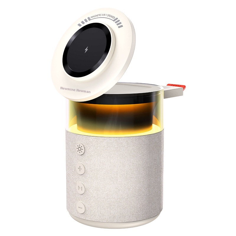 Man Wireless Charging Bluetooth Speaker Magnetic Desktop Mobile Phone Holder All-In-One Night Light Audio Charging Base