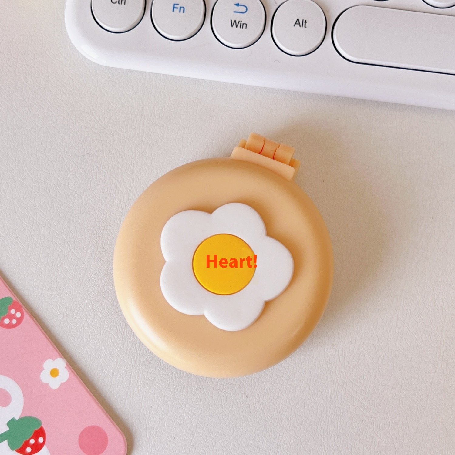 Korean Cute Cartoon Little Red Flower Air Cushion Comb Mirror Integrated Mini Portable Air Bag Foldable