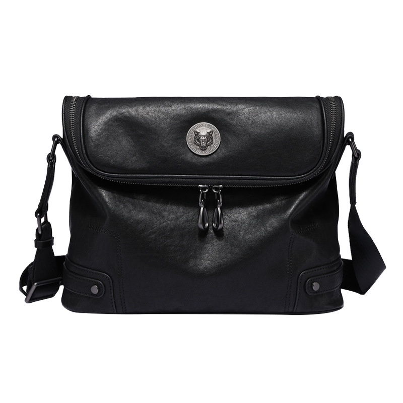 Style Shoulder Bag Men's Genuine Leather Leisure Multifunctional Vertical Leisure Messenger Bag First Layer Cowhide Large Capacity Men's Bagy