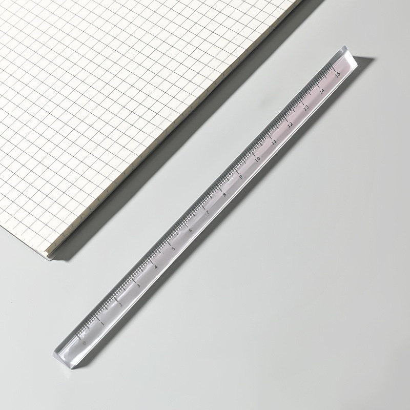 Simple Transparent Three-dimensional Ruler Student Non-printed Style Drawing Measuring Ruler Exam Office Three-dimensional Scale Ruler20cm