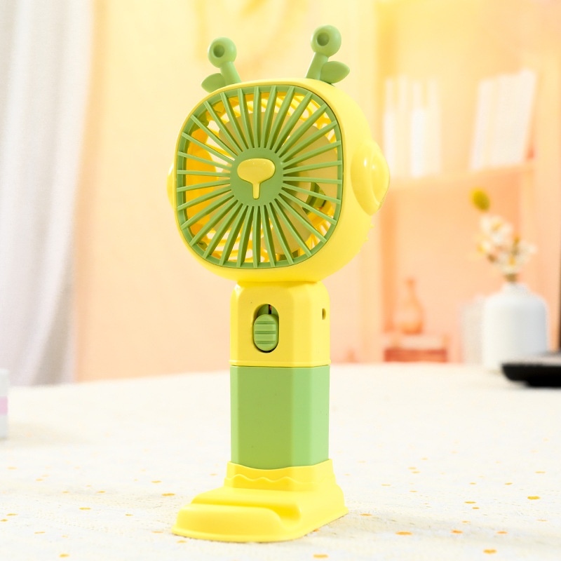 Cartoon Handheld Desktop Multi-function Mobile Phone Holder Fan USBCharging Cute Animal Ears Light Sound Small Fan