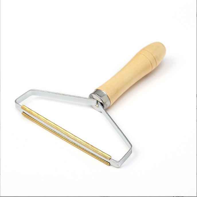 Wooden Handle Hair Remover Clothing Hair Remover Wool Coat Manual Shaver Stainless Steel Double-sided Hair Remover