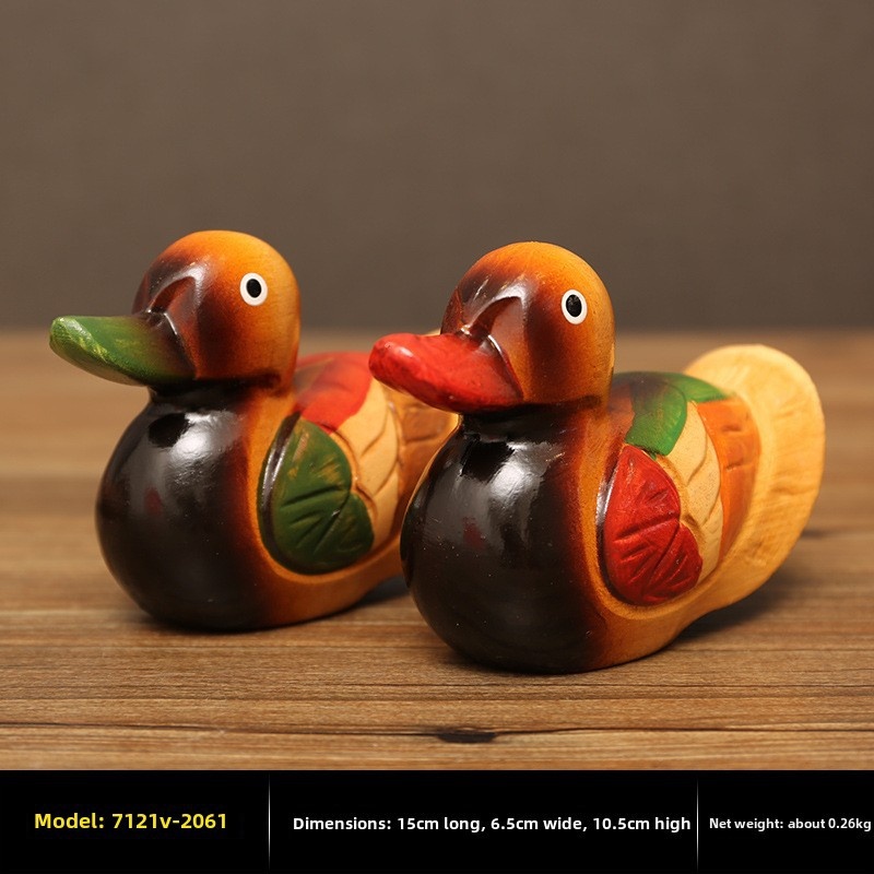 Wooden Mandarin Duck Ornaments Living Room Bedroom TVCabinet Bedside Table Decorations Wedding Room Anniversary Gift