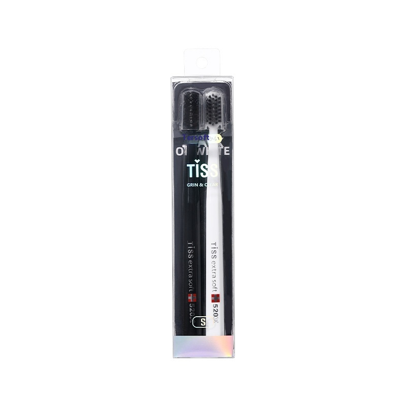 RAOYIBlack And White Couple Toothbrush2 Pieces Spiral Wire Adult Household Ultra-fine Soft Bristle Toothbrush OEM