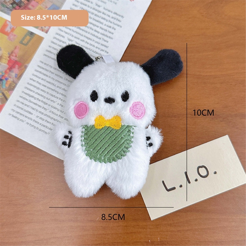 Cartoon Plush Bib,Scared Dog Pendant,Girly School Bag Pendant,Long-haired Creative Doll,Plush Doll
