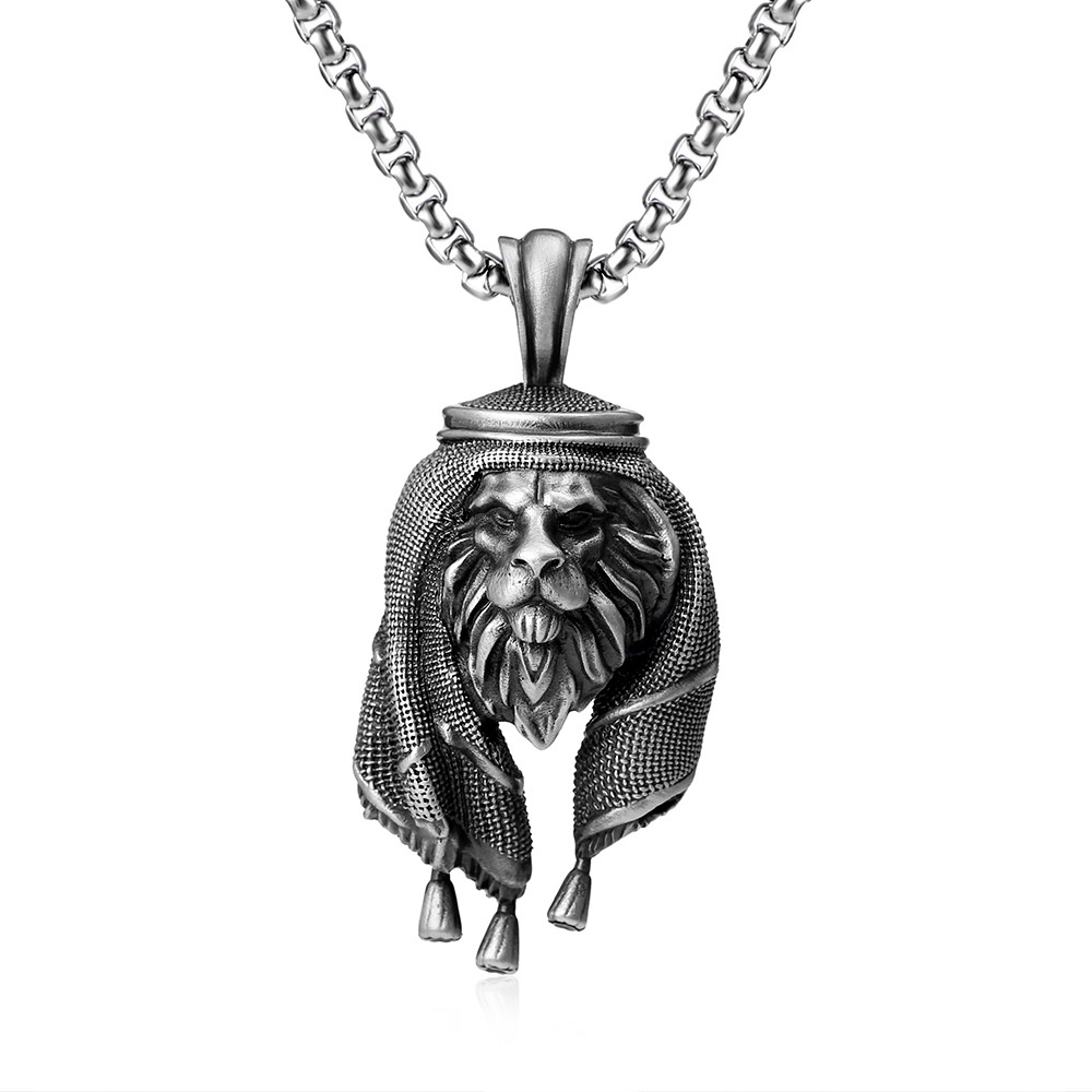 Arabian Lion Pendant Stainless Steel Animal Pendant European And American Men's Hip-hop Necklace Titanium Steel Accessoriess