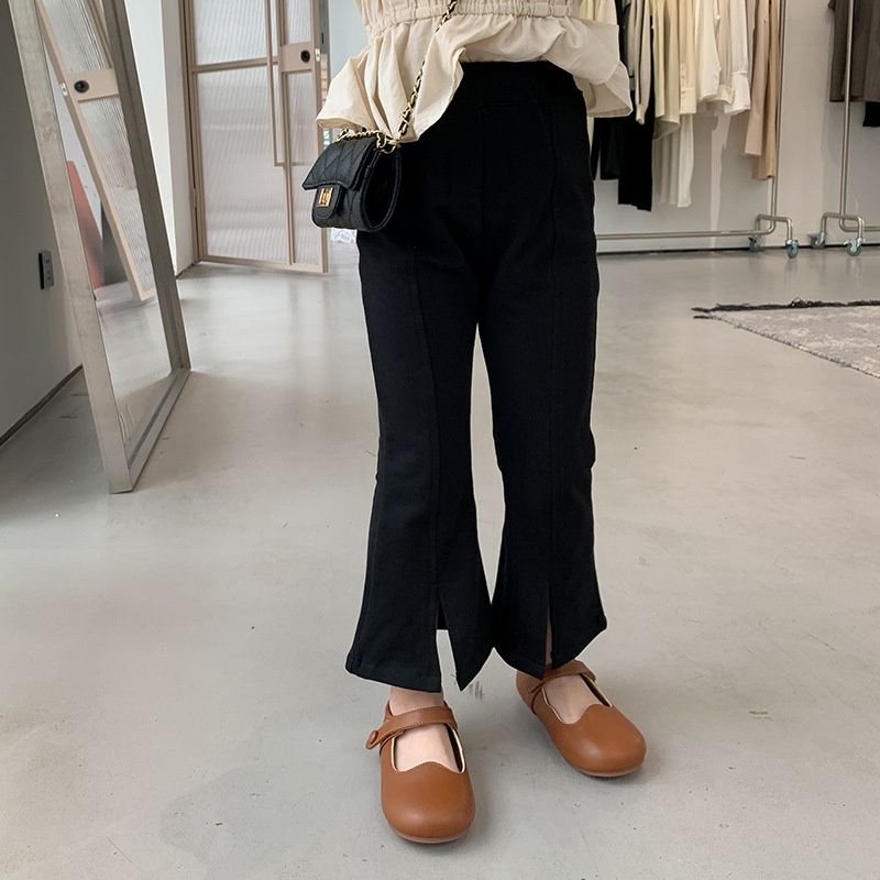 Amo Beibei Spring And Autumn Children's Clothing Children's Slit Children's Pants Girls Baby Retro Slim High Elastic Bell-bottom Pantsy