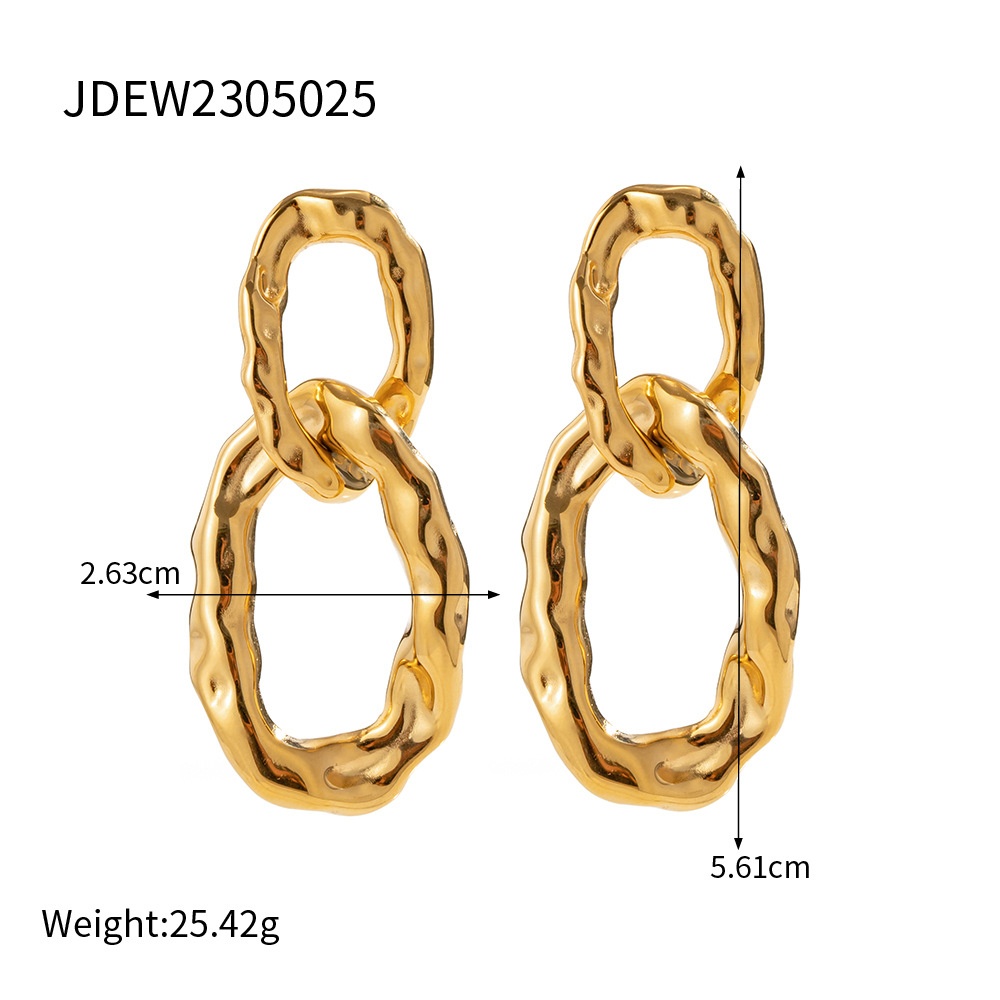 Retro Cool Style Double Circle Interlocking Earrings Style Personalized Simple Geometric Circle Jewelry