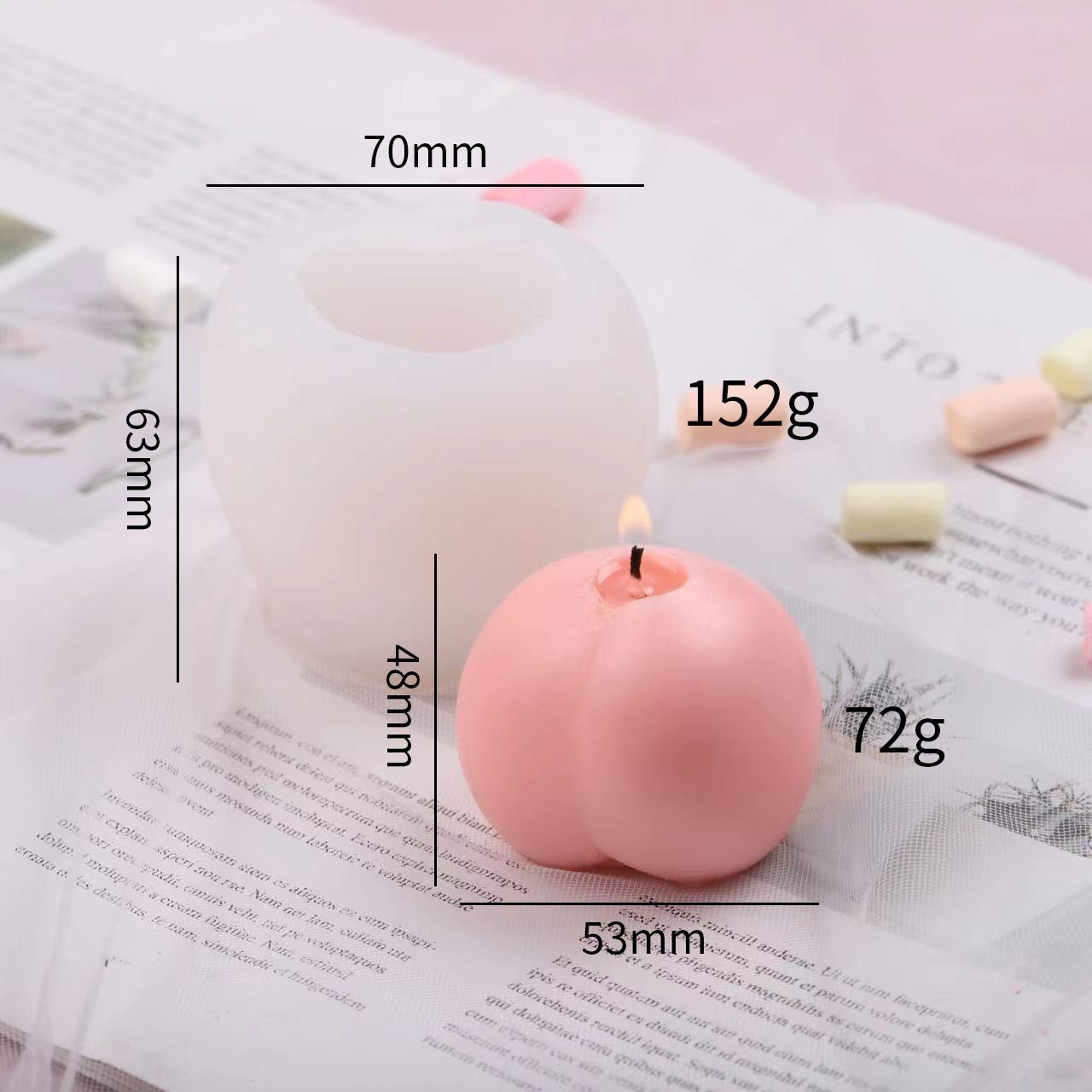 风桃子模具水果慕斯蛋糕 D I Y仿真水蜜桃香薰蜡烛硅胶模具