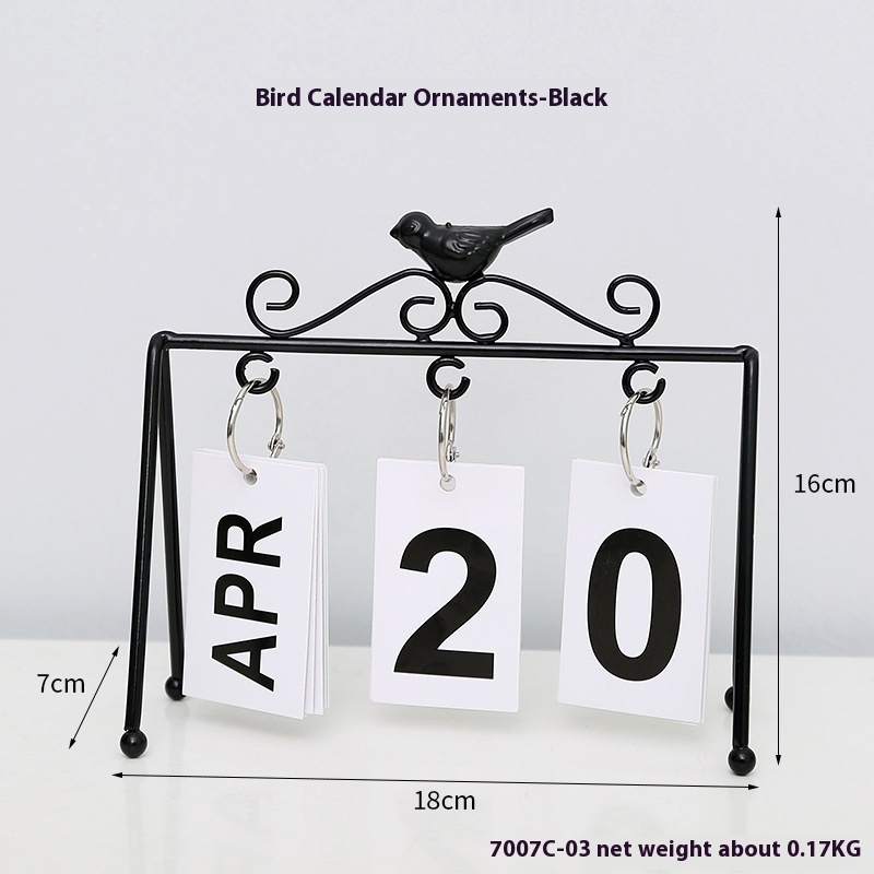 Flip Calendar Desk Bedroom Desktop Decoration Gift Iron Simple All-match Bird Calendar Ornaments Diy