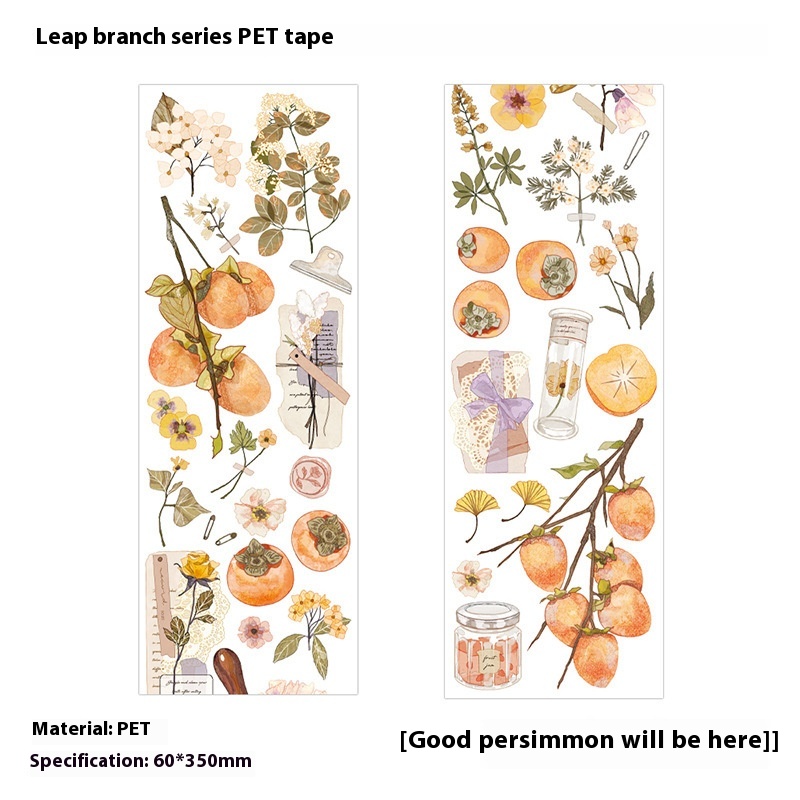 Infeel.me P E T Strip Tape Jumping Branches Series Style Retro Floral Hand Account D I Y Decorative Stickers