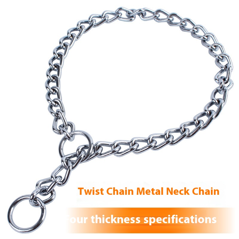 Pet Dog Collar Metal Necklace Leisure Explosion-proof Iron Chain Collar Eight-shaped Knot Necklace Pet Supplies