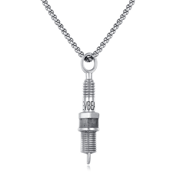 Cyberpunk Metal Spark Plug Pendant Men's Hip-hop Necklace European And American Style Necklace Stainless Steel Chain Jewelry