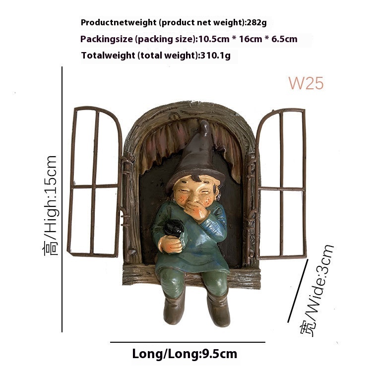 Garden Dwarf Window Dwarf Courtyard Ornaments Creative Micro Landscape Sculpture Crafts Art Ornaments