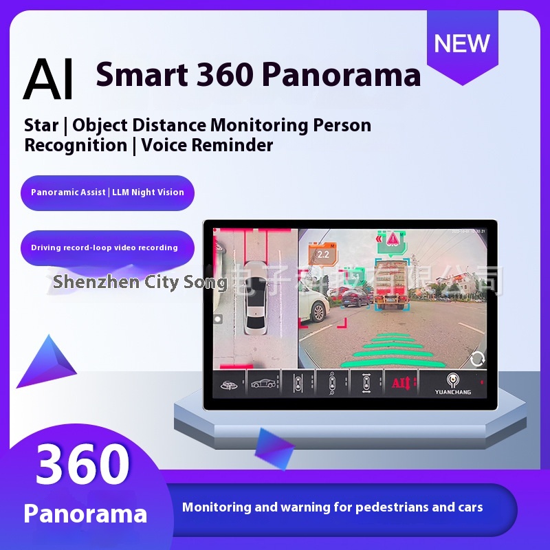 A I Intelligent360-degree Panoramic Imaging System Driving Recorder Person Recognition Voice Alarm Reversing Image