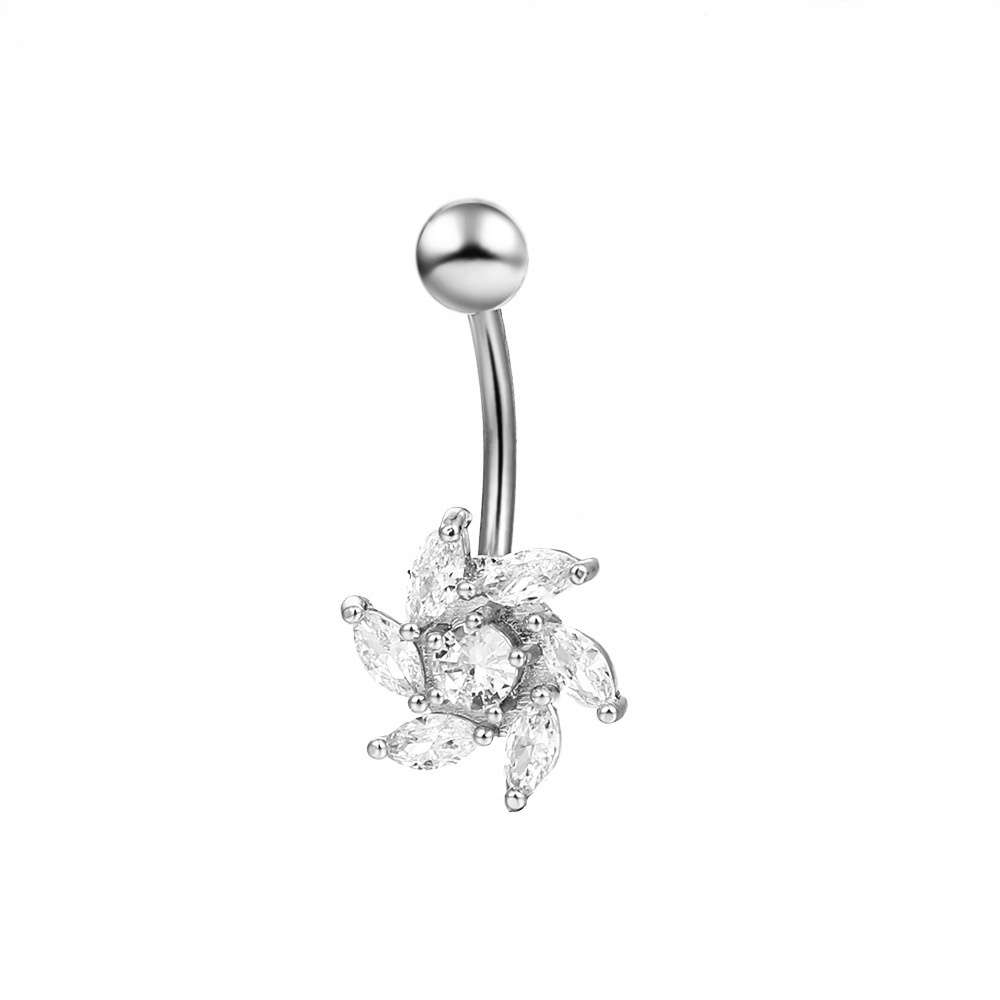 European And American Diamond Flower Belly Button Nail Foreign Trade African Belly Button Ring Belly Button Ornaments Human Body Piercing Jewelry