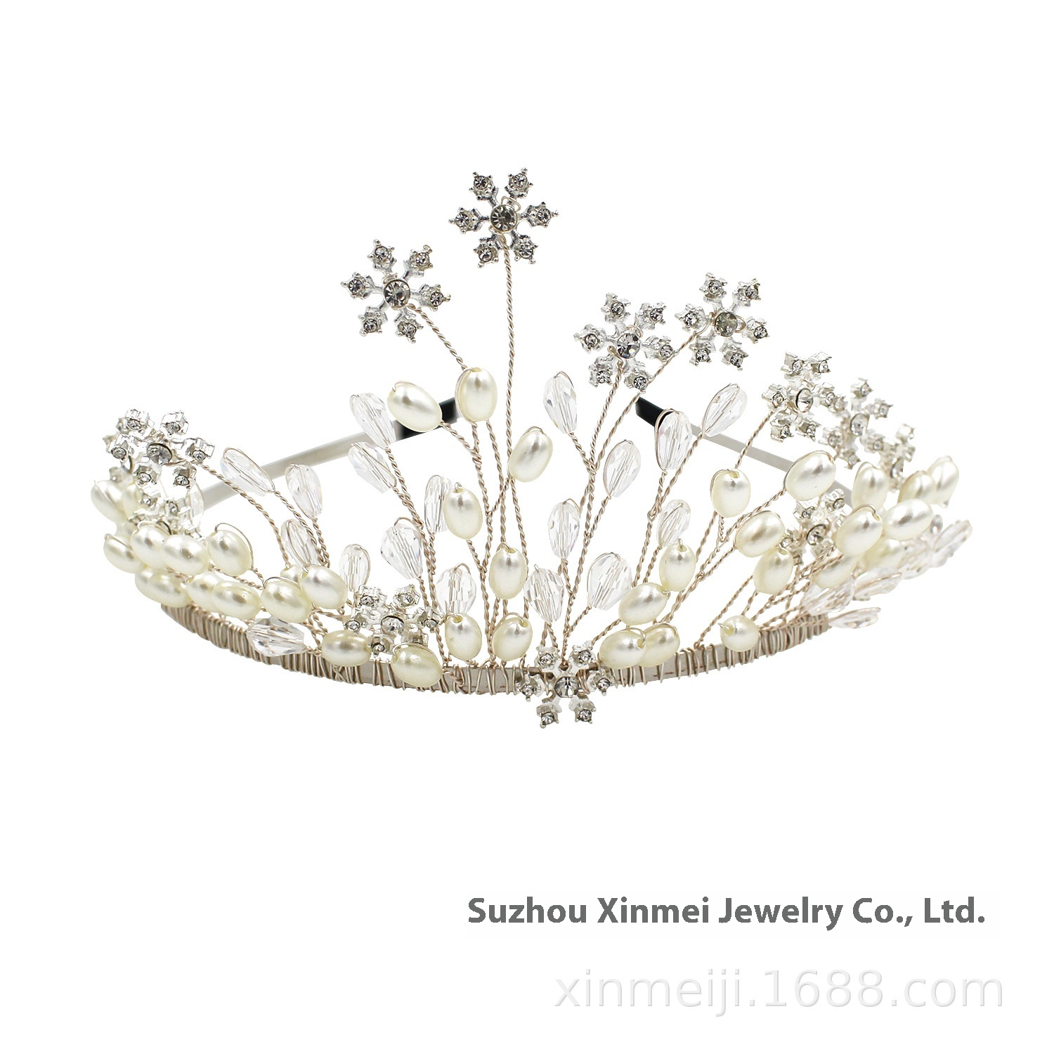 O397 Beautiful Snow Flower Bridal Crown Korean Pearl Wedding Crown Wedding Jewelry