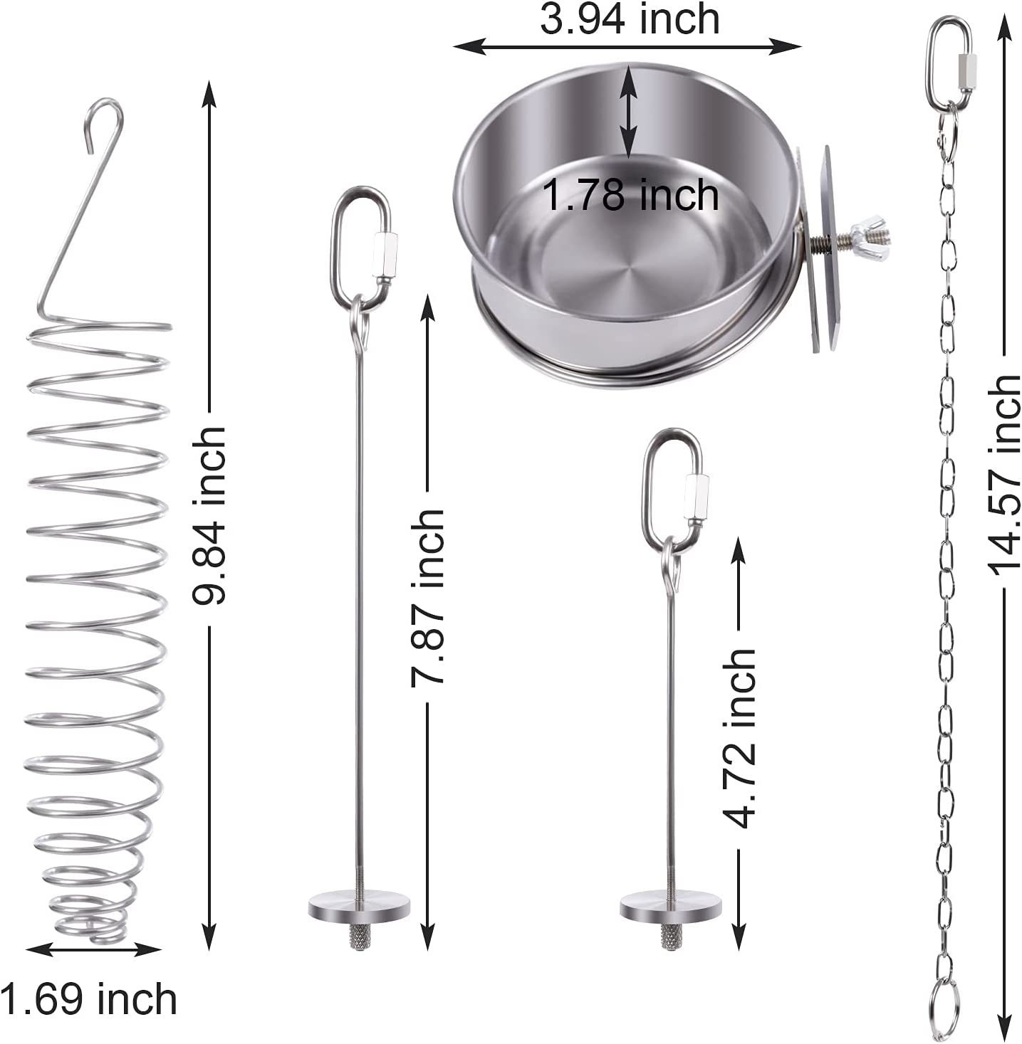 5pcs Parrot Stainless Steel Fruit Fork Hanging Cage Bird Feeder Squirrel Snack Steel Fork Bird Supplies Food Cup
