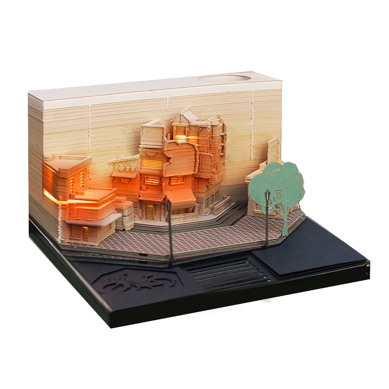 City Street Corner3 DThree-dimensional Note Book With Light Tearable Paper Sculpture Model Cultural And Creative Gift Creative Gift Customization