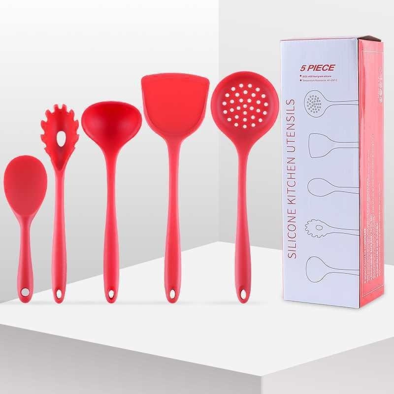 Silicone Kitchenware Five-piece Set FDAMaterial Spatula Soup Spoon Kitchen Non-stick Cooking Spoon Spatula Set