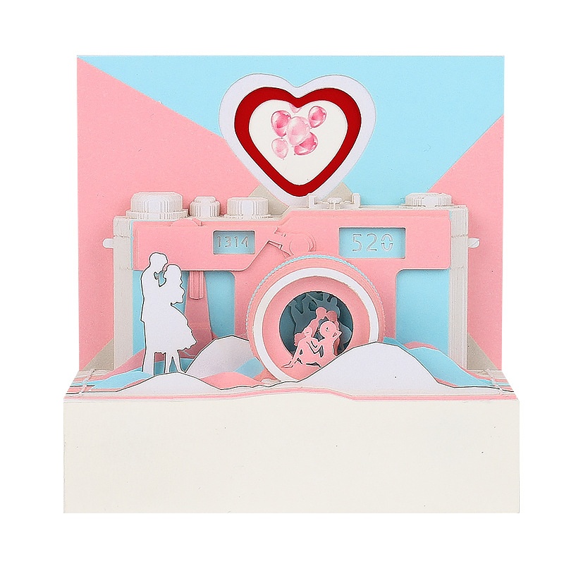 In The Name Of Love3d Three-dimensional Sticky Note Paper With Light Couple Pink Girl Heart Gift Camera Creative Gift Customization