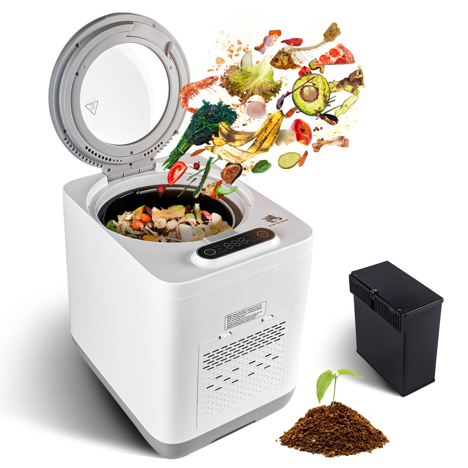 3.8L Large Capacity Food Waste Composter For Home - Quick Dry & Grind Electric Kitchen Composter, Turns Scraps Into Compost Fast