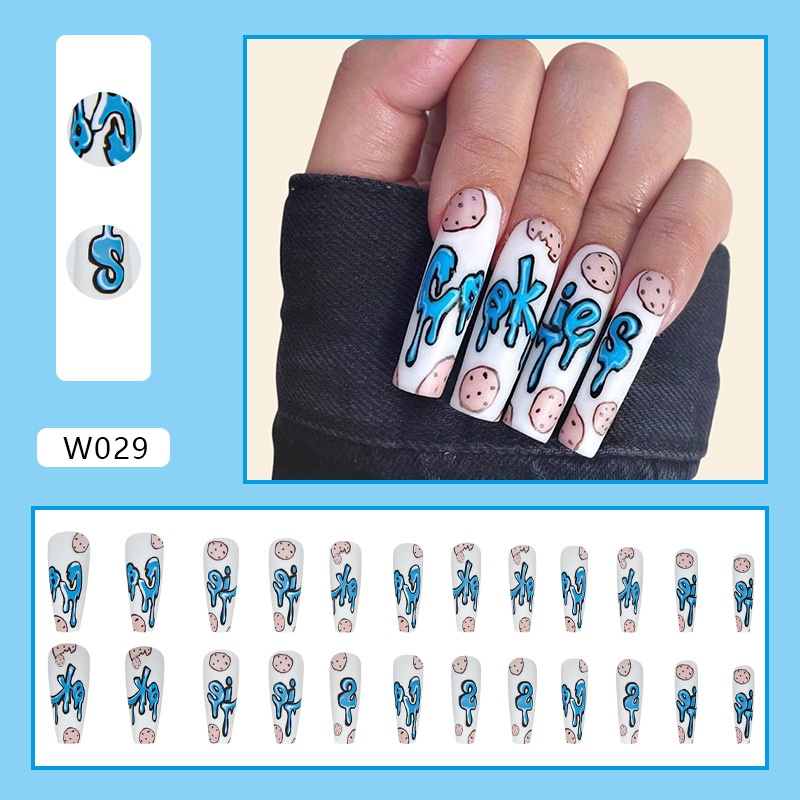 European And American Long Ballet Nails,False Nails,Wearable Nail Art Stickers,Nail Stickers,Nail Art Finished Nail Pieces24 Pieces